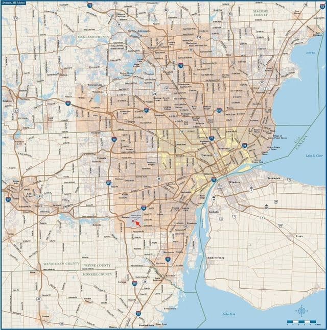 Mapa dos aeroportos de Detroit