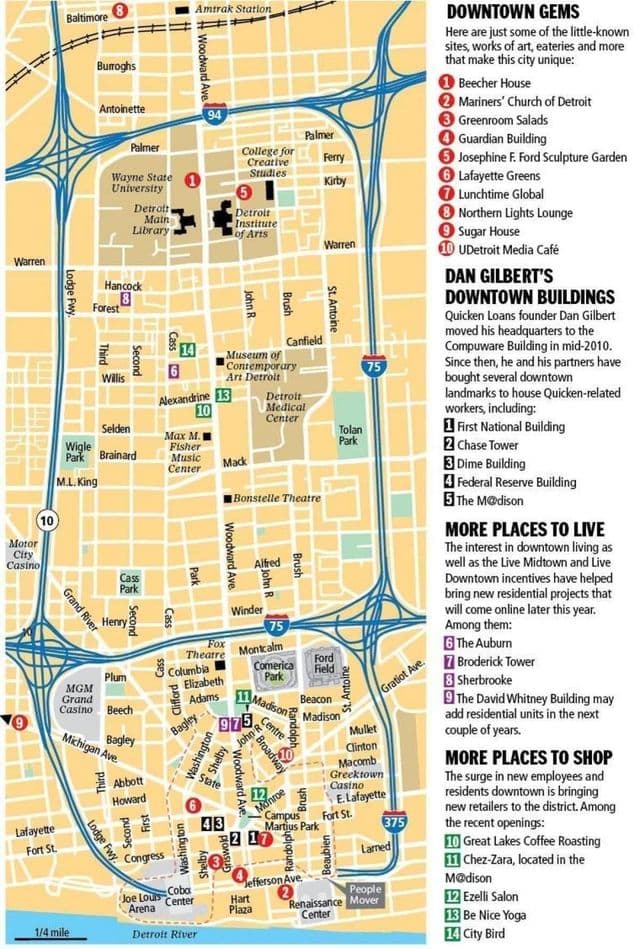 Mapa das paisagens de Detroit