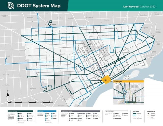Mapa da rodoviária de Detroit
