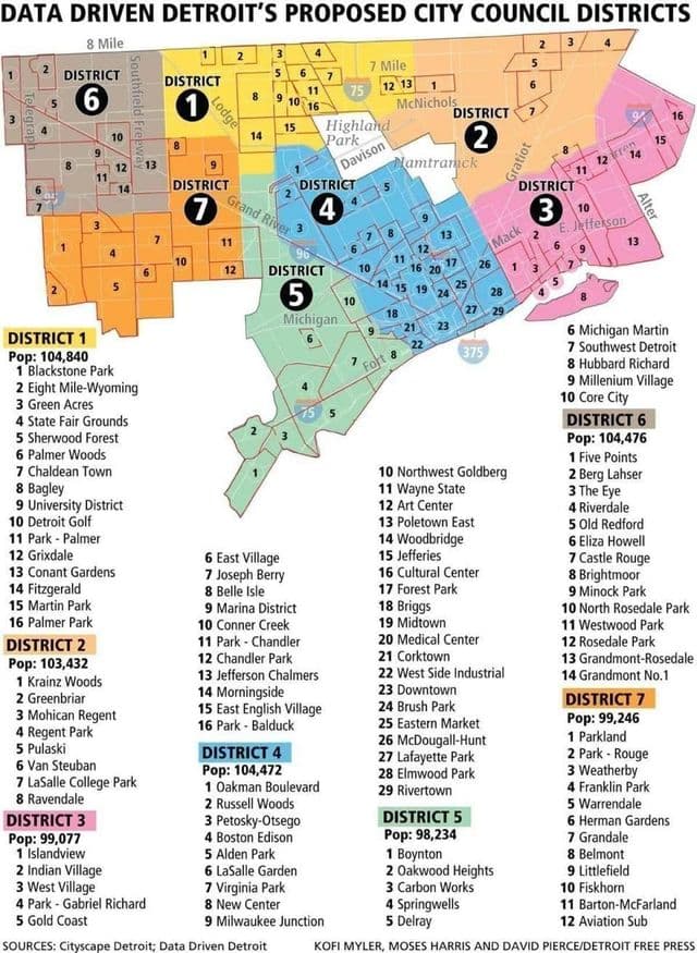 Mapa do distrito de Detroit