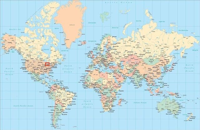 Localização de Detroit no mapa mundial