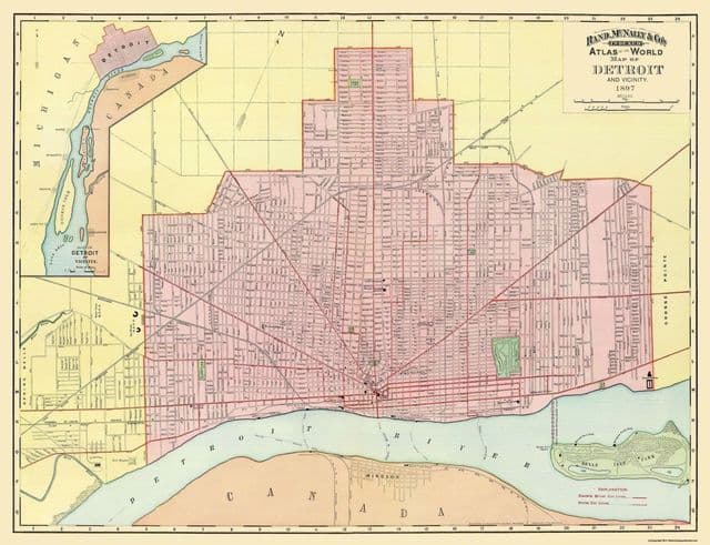 Mapa antigo de Detroit