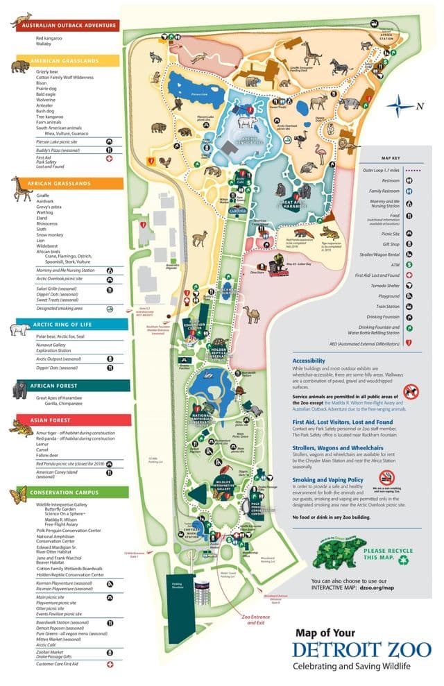 Mapa do parque zoológico de Detroit